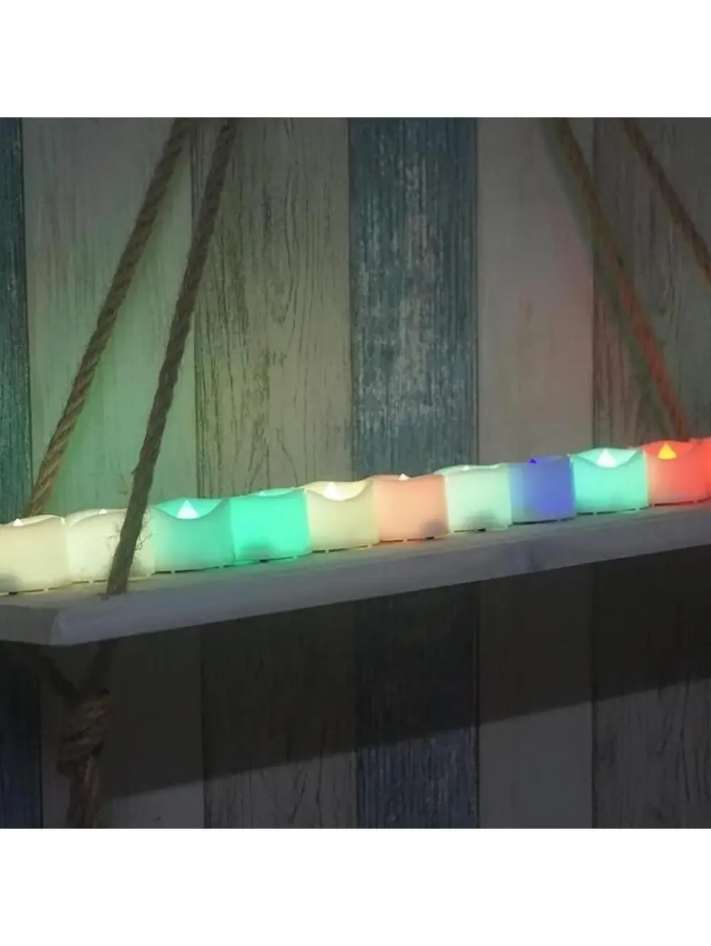 LED Tea Light Candles Multi-Colour Set of 24 Mini Candle Lights Red, Blue, Green